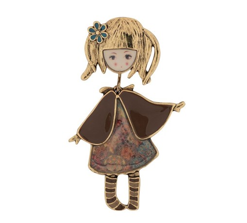 Брошь Девочка в манто XZ0989.15 BR/G Shadore 	