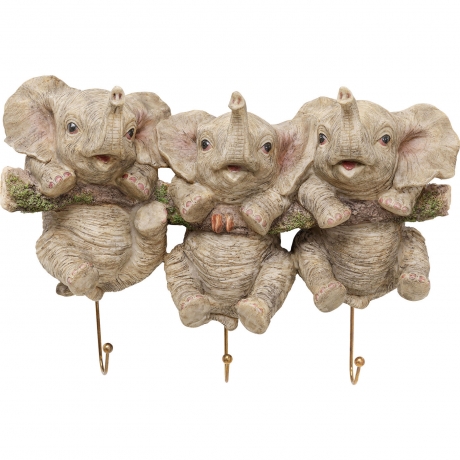 Вешалка настенная Elephants, коллекция "Слоны" 30*21*11, Полирезин, Серый
