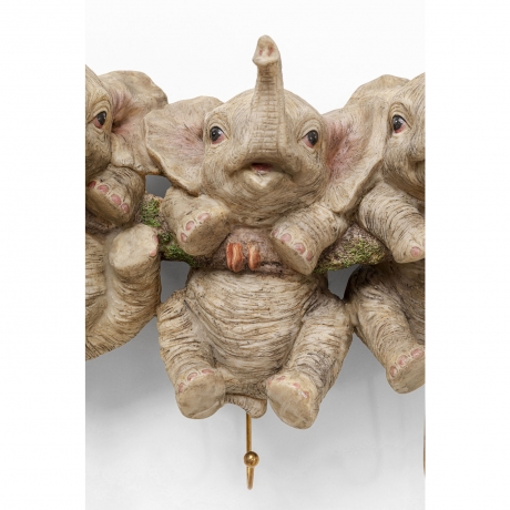 Вешалка настенная Elephants, коллекция "Слоны" 30*21*11, Полирезин, Серый