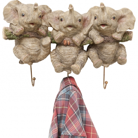 Вешалка настенная Elephants, коллекция "Слоны" 30*21*11, Полирезин, Серый