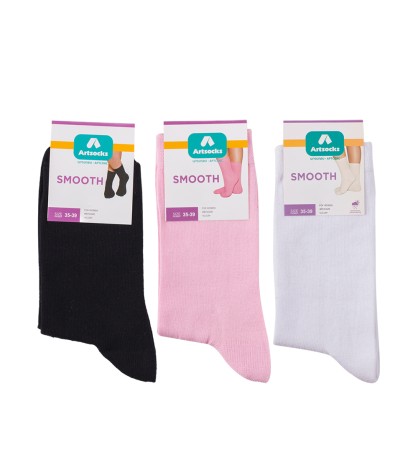Носки женские (3 пары) Smooth ASW-0007 35-39 черн/бел/роз (Artsocks)