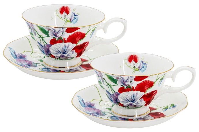 Набор чашек с блюдцами Душистый горошек, 0,18 л, 2 шт. Stechcol