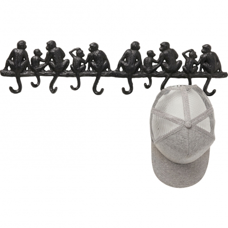 Вешалка настенная Monkey Family, 61х14х3 см. Сталь, Черный