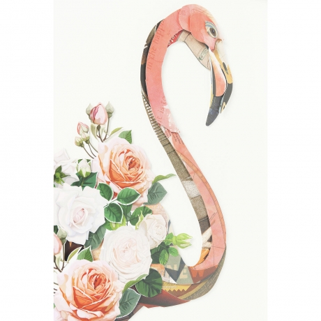 Картина в рамке Flamingo, коллекция "Фламинго", ручная работа 75*100*4, Бумага, Стекло, Полистирол, ДВП, Мультиколор