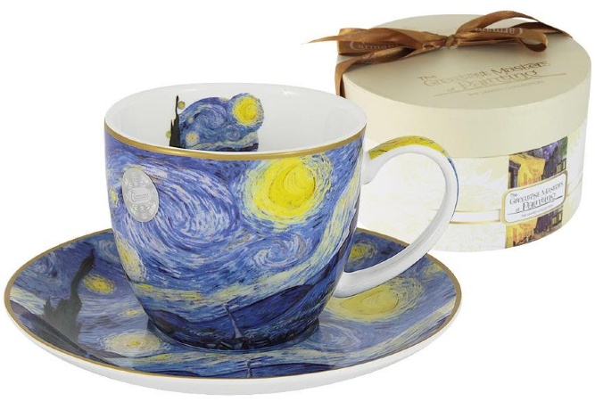 Чашка с блюдцем Звёздная ночь (Ван Гог), 250 мл. Carmani