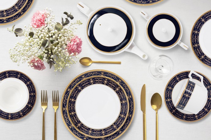 Чайный сервиз Офелия (кобальт), 12 персон, 40 предметов Emily