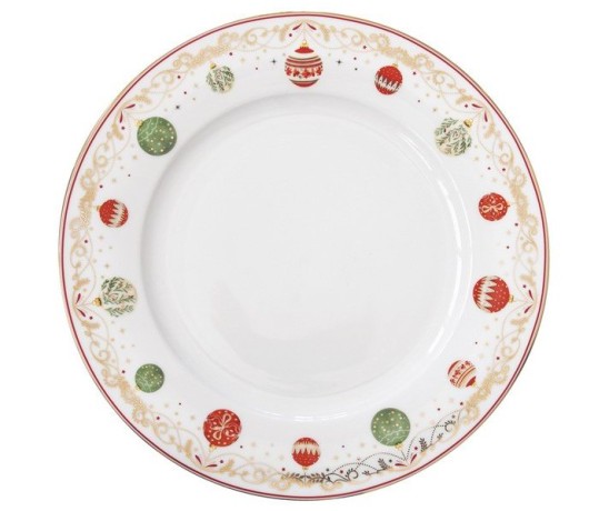 Тарелка обеденная, 26,5 см, фарфор P, белая, Новогодние шары, Christmas Eve, Easy Life