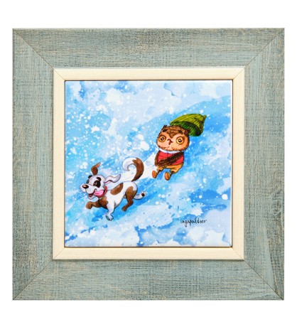 SZ-438 Панно керамическое "Дружок" 10х10