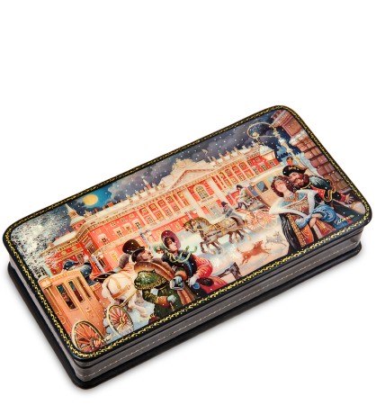 ШК-19/51 Шкатулка в технике декупаж "Михайловский дворец" (18х9х3,5)