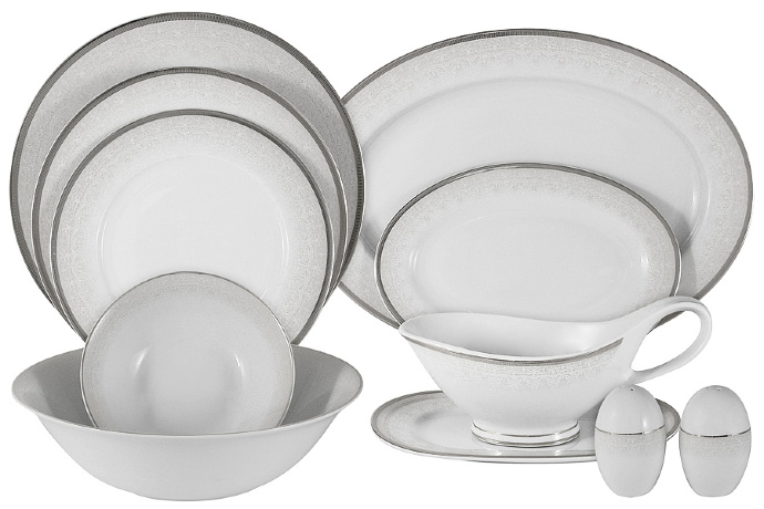 Обеденный сервиз на 6 персон "Вуаль белая" 27 предметов Midori