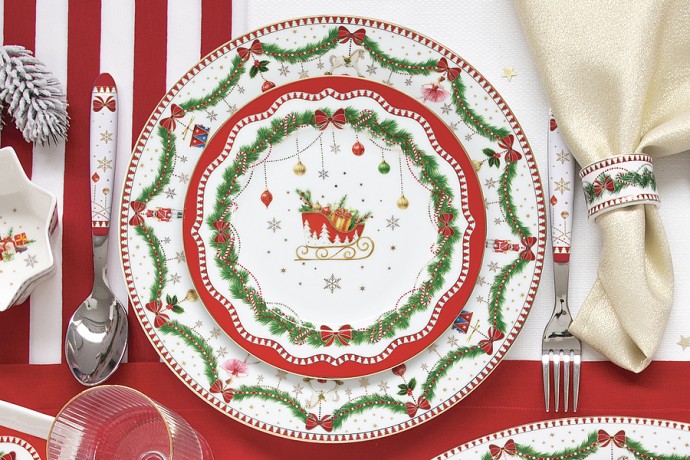 Тарелка обеденная, 26,5 см, фарфор P, белая, Новогодняя гирлянда, Magie de Noel, Easy Life
