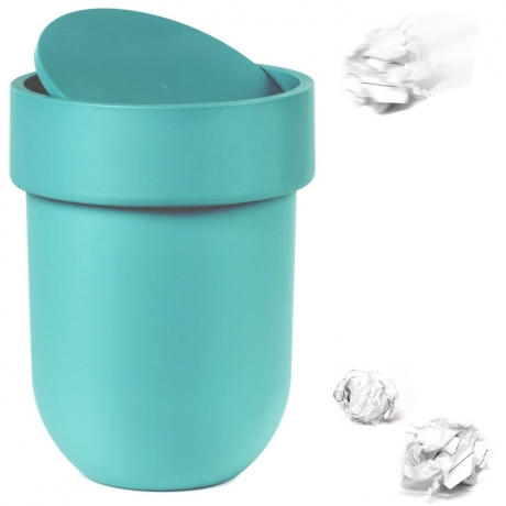 Контейнер мусорный Touch с крышкой, морская волна, Umbra