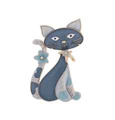 Брошь Кот с цветком XZ0713.21 BL/G Shadore