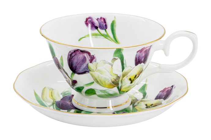 Набор чашек с блюдцами Тюльпаны, 0,18 л, 2 шт. Stechcol