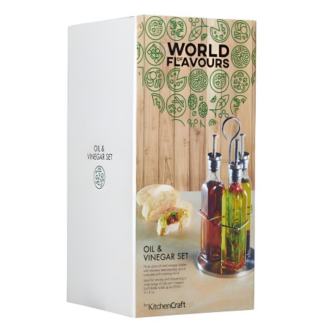Набор из 3 стеклянных бутылок для масла и уксуса World of Flavours, 270 мл. Kitchen Craft