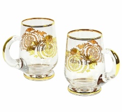 Бокалы для пива, 500 мл. GOLDEN BEER, набор 2 шт. хрусталь/декор золото 24К
