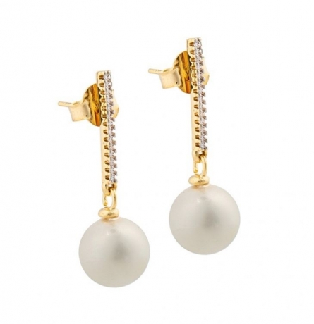 Классические серьги White Pearl A0070.1 BW/G Possebon