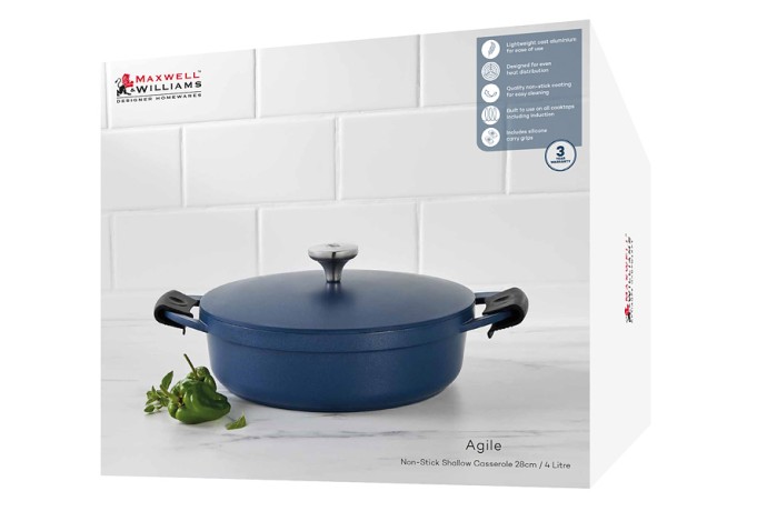 Сотейник Agile, синий, 28 см, 4 л. Maxwell & Williams