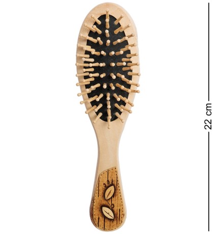 BST-327/1 Массажная расческа деревянная "Сова" (береста)