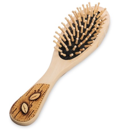 BST-327/1 Массажная расческа деревянная "Сова" (береста)