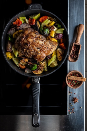 Сковорода индукционная низкая со съемной ручкой, 32 х 4 см. Gastrolux