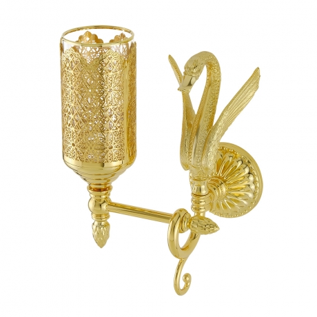 Стакан настенный Лебедь Luxor, стекло декор золото/золото