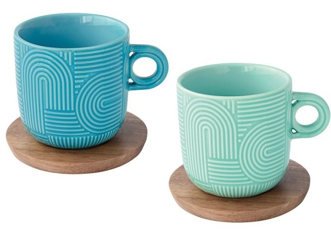 Набор из 2-х чашек Радуга, мятная и морская волна, 0,25 л. Easy Life