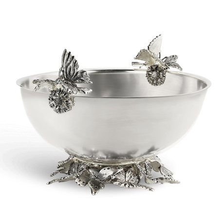 Сухарница латунная посереб. "Бабочки" (2 бабочки, поддон малый) 