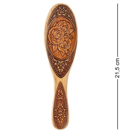 BST-209/ 4 Массажная расческа деревянная "Букет" (береста)