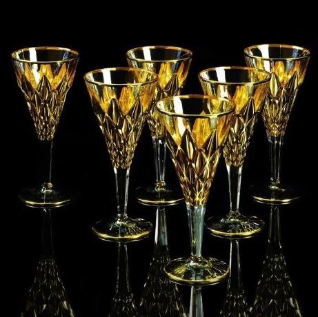 Бокалы для вина/воды GOLDEN DREAM, набор 6 шт, хрусталь/золото 24К