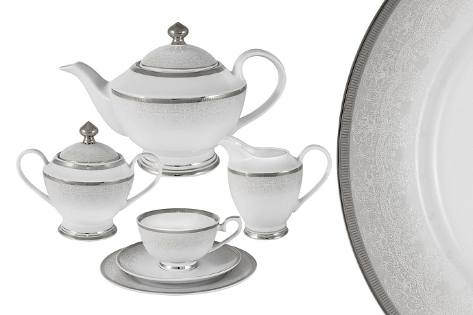 Чайный сервиз на 6 персон "Вуаль белая" 23 предмета Midori