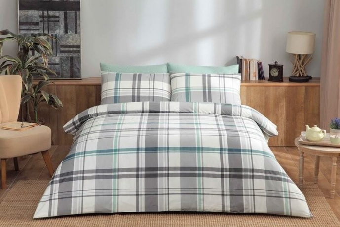 Комплект постельного белья TAC SATIN, 1,5 сп. Brand, мятный