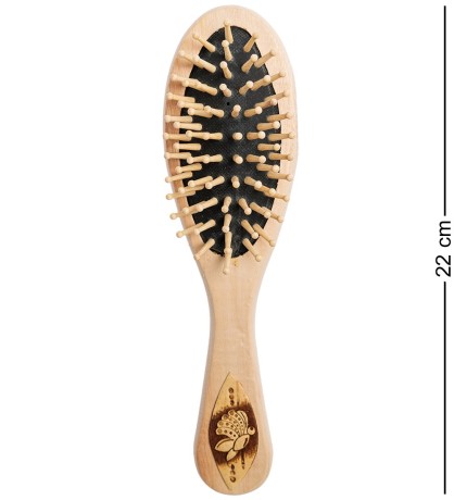 BST-327/3 Массажная расческа деревянная "Бабочки" (береста)