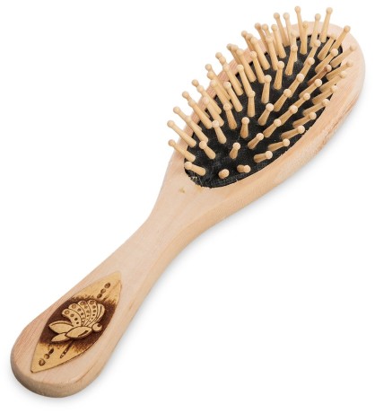 BST-327/3 Массажная расческа деревянная "Бабочки" (береста)