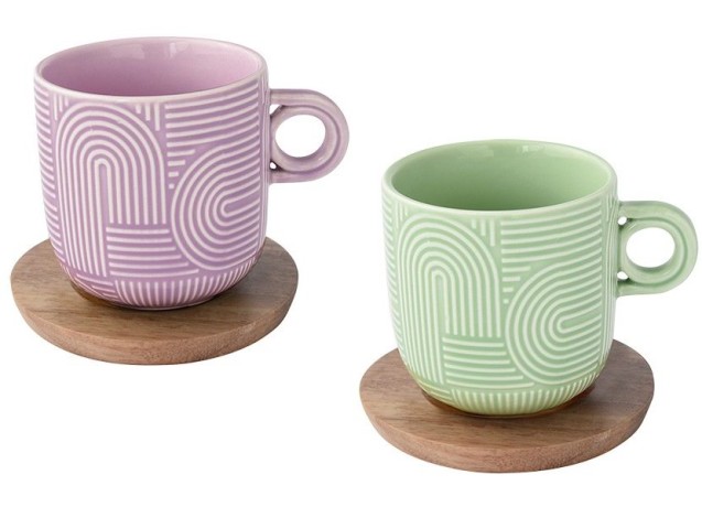 Набор из 2-х чашек Радуга, сиреневая и зелёная, 0,25 л. Easy Life