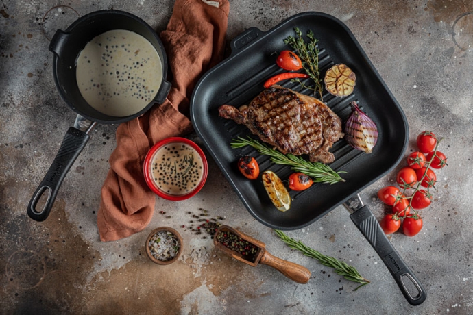 Cковорода индукционная гриль со съемной ручкой, 28 x 28 см. Gastrolux