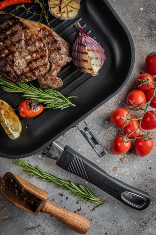 Cковорода индукционная гриль со съемной ручкой, 28 x 28 см. Gastrolux