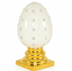 Сувенир яйцо, 13х13х21 см. EMOZIONI, керамика, белый, swarovski