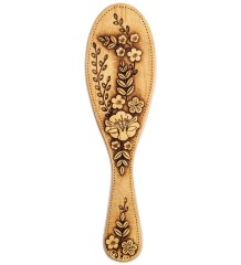 BST-327/4 Массажная расческа деревянная "Полевые цветы" (береста)