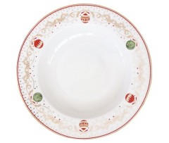 Тарелка суповая, 21,5 см, фарфор P, белая, Новогодние шары, Christmas Eve, Easy Life