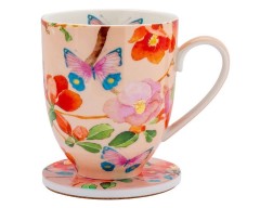 Кружка с подставкой Камелии на розовом, 0,4 л. Maxwell & Williams