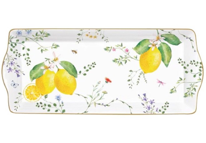Блюдо прямоугольное Цветы и лимоны, 35х15 см. Easy Life