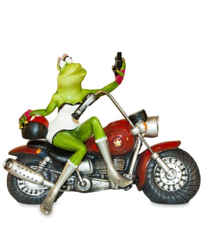 MN-240 Фигурка "Лягушка - селфи на мотоцикле"