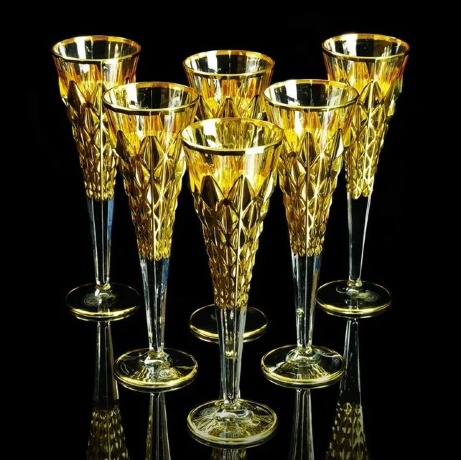 Бокалы для шампанского GOLDEN DREAM, набор 6 шт, хрусталь/золото, 24К