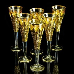 Бокалы для шампанского GOLDEN DREAM, набор 6 шт, хрусталь/золото, 24К
