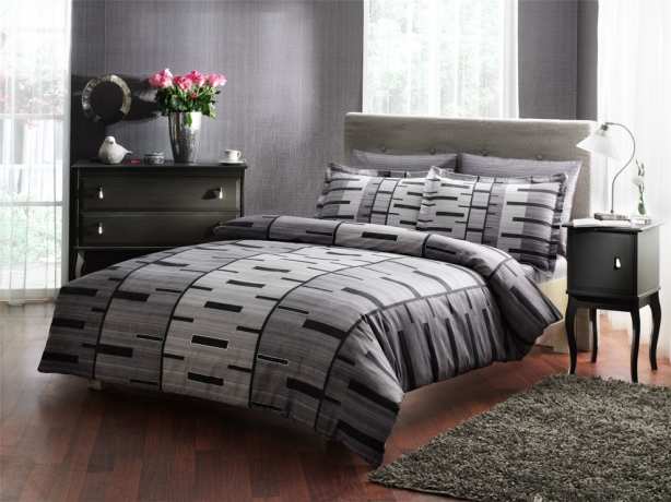 Комплект постельного белья TAC SATIN, 1,5 сп. Bronx, серый