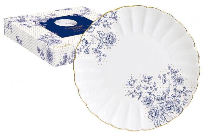 Тарелка десертная Голубые пионы, 19 см. R2S