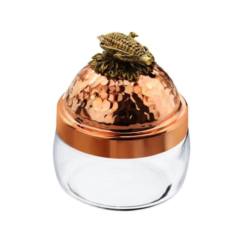 Банка под сыпучие продукты, 420 мл. "Кукуруза" с медной кованой крышкой