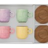 Набор из 4-х чашек Радуга, коричневая, бежевая, белая и персиковая, 0,11 л. Easy Life