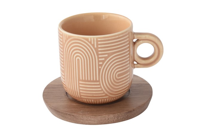 Набор из 4-х чашек Радуга, коричневая, бежевая, белая и персиковая, 0,11 л. Easy Life